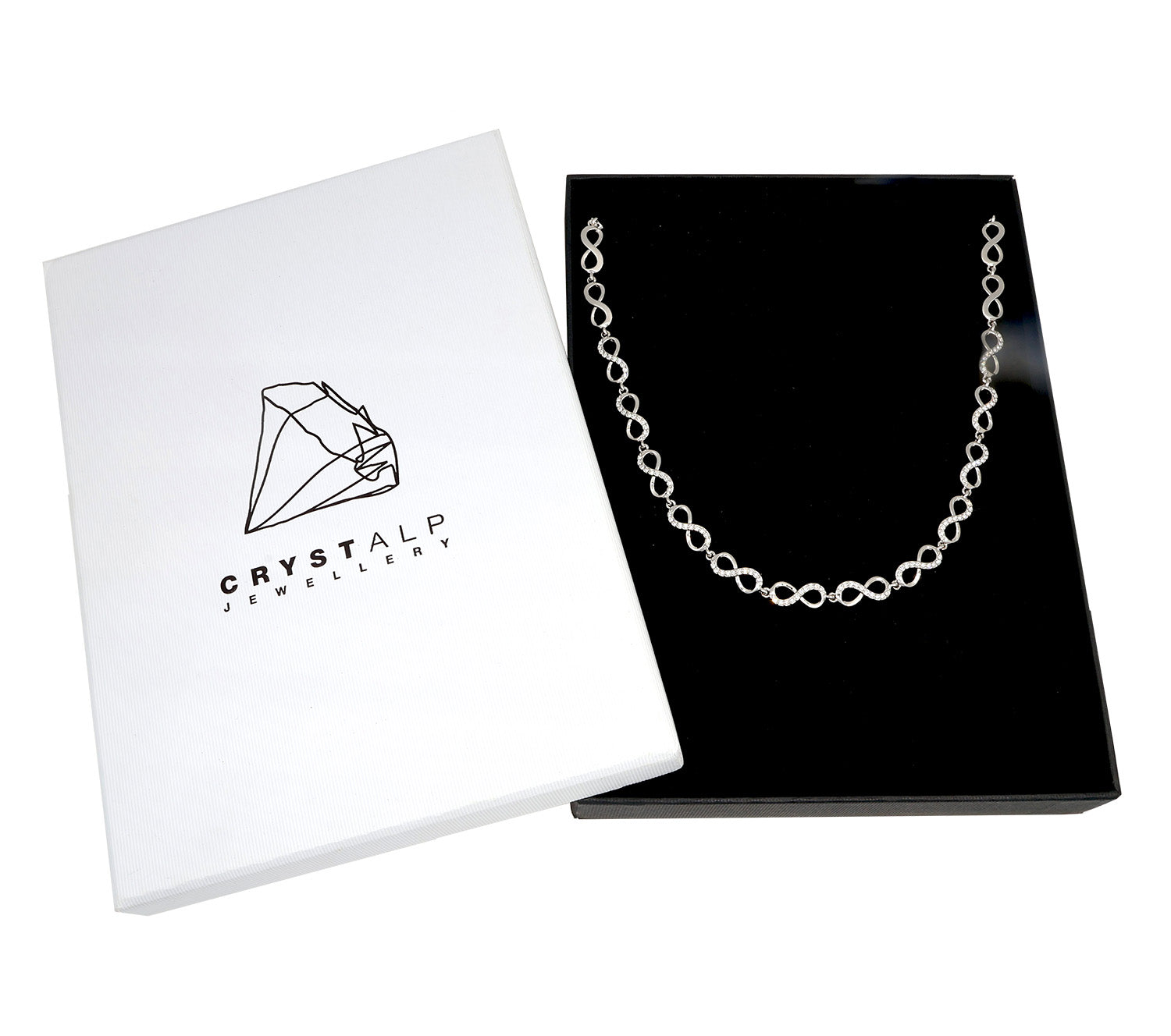 Infinite collier in der Crystalp Schmuckverpackung