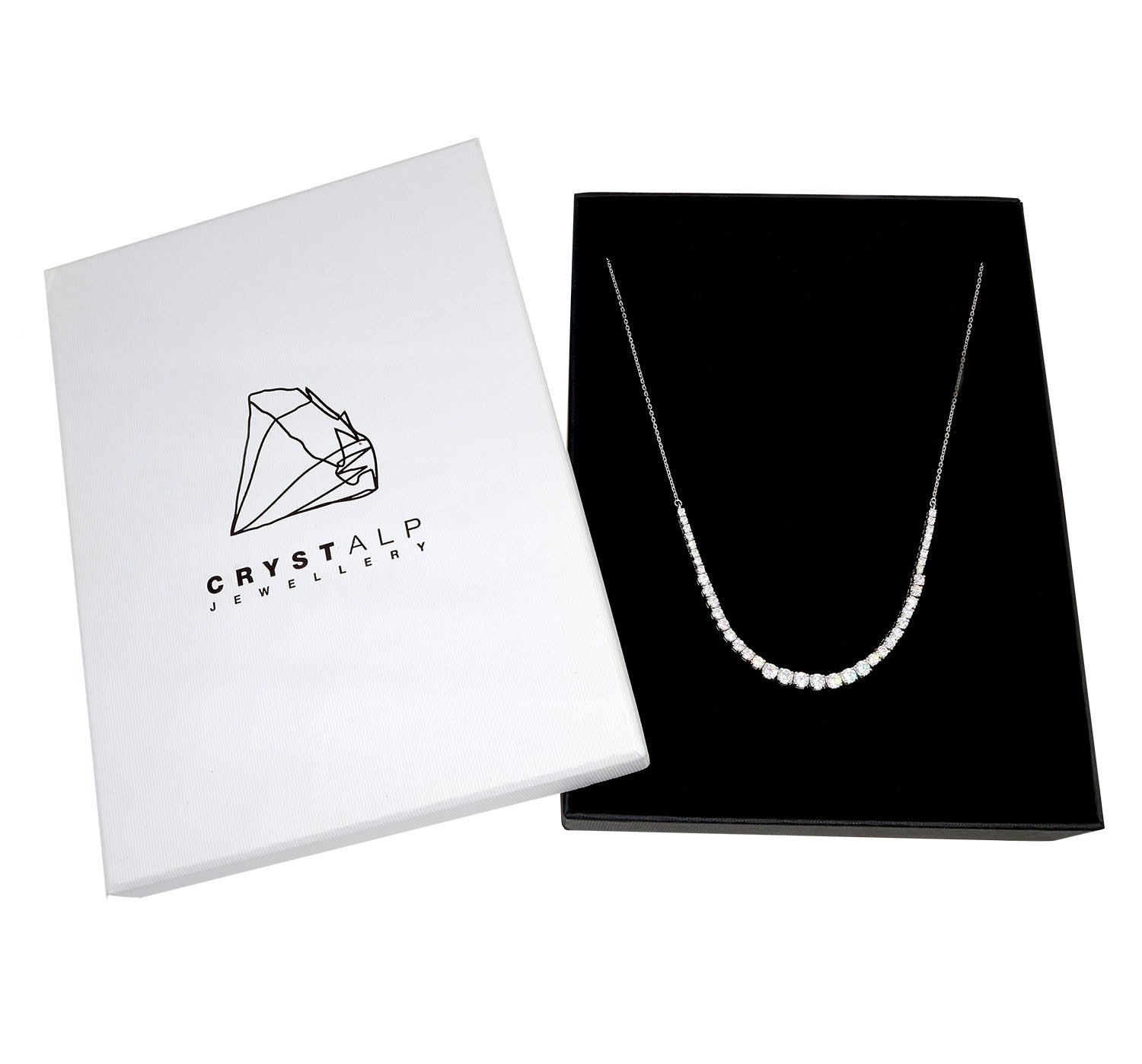 Cascade silver collier in der Crystalp Schmuckverpackung