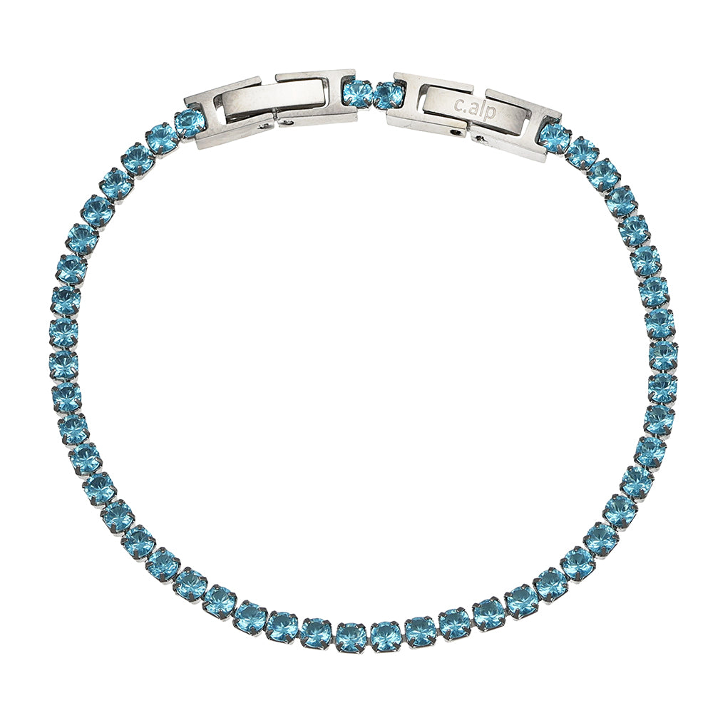 Elegantes Armband in Silberoptik, besetzt mit Türkisen Swarovski® Kristallen, von Crystalp.