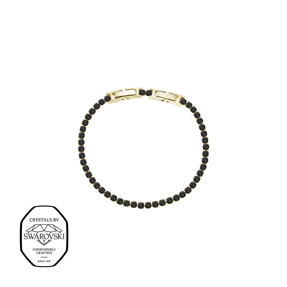 Elegantes Armband in Goldoptik, besetzt mit schwarzen Swarovski® Kristallen, von Crystalp.