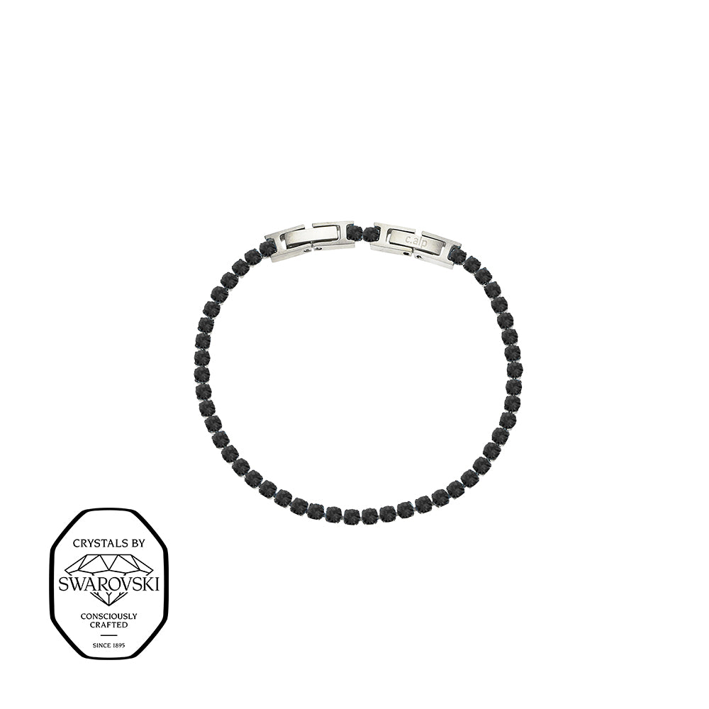 Elegantes Armband in Silberoptik, besetzt mit schwarzen Swarovski® Kristallen, von Crystalp.