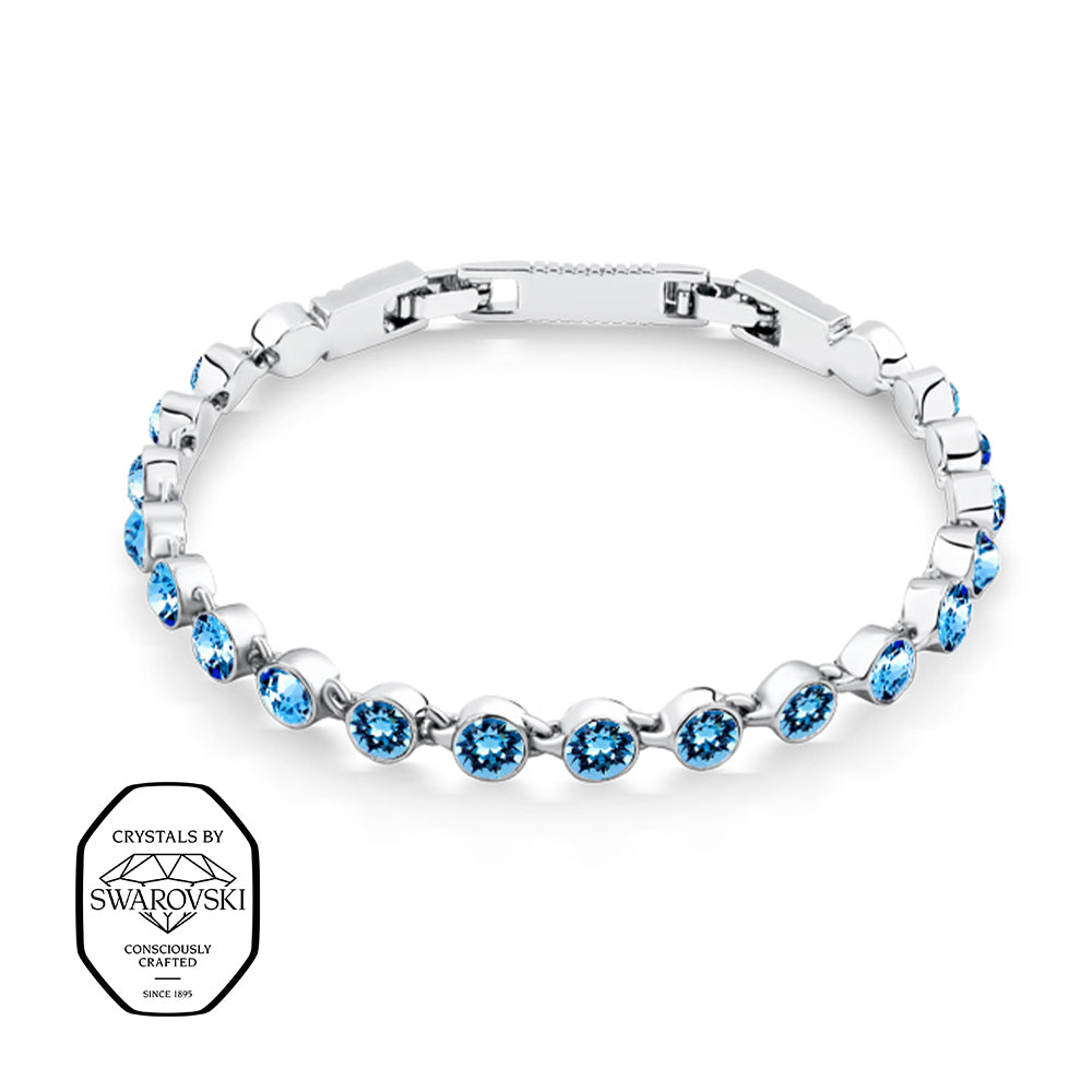 Edelstahlarmband mit Swarovski® Kristallen in Aquablau.