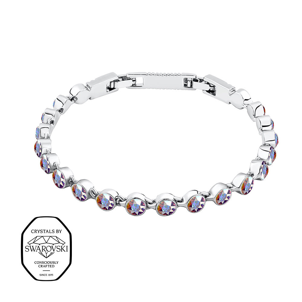 Edelstahlarmband mit Swarovski® Kristallen in Aurora Boreale (AB) Effekt.