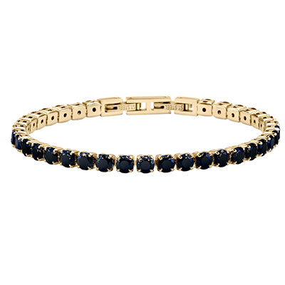 Vergoldetes Tennisarmband mit schwarzen Kristallen im edlen Design von Crystalp