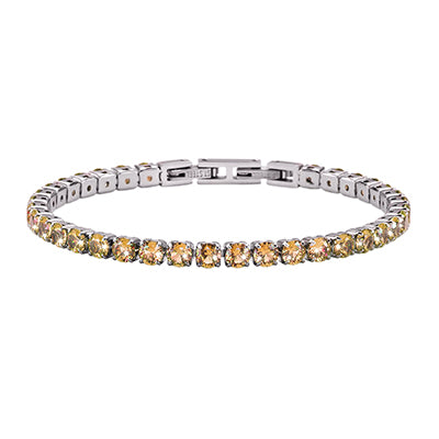 Silbernes Tennisarmband mit champagnerfarbenen Kristallen im edlen Design von Crystalp