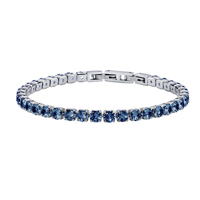 Silbernes Tennisarmband mit dunkelblauen Kristallen im eleganten Design von Crystalp