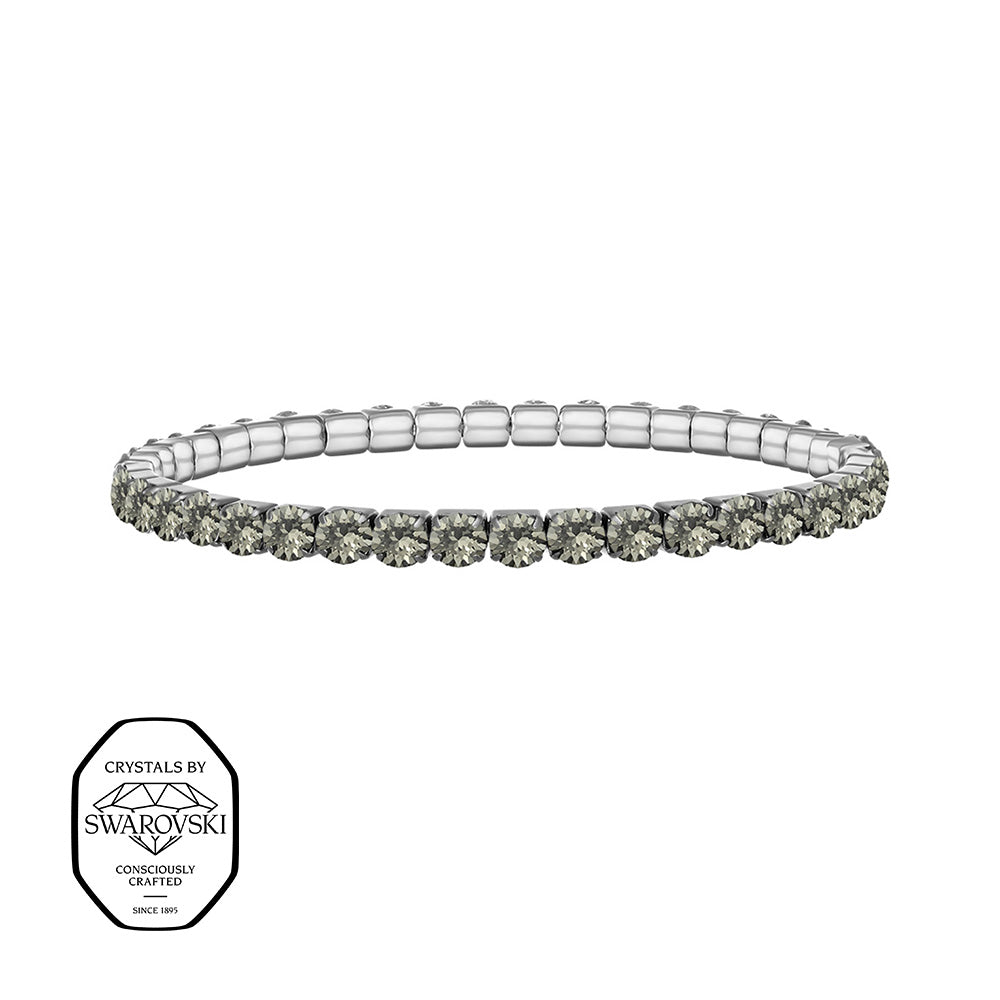 Crystalp Aura Elastic Bracelet aus Edelstahl, elastisches Armband mit grauen Swarovski® Kristallen verziert