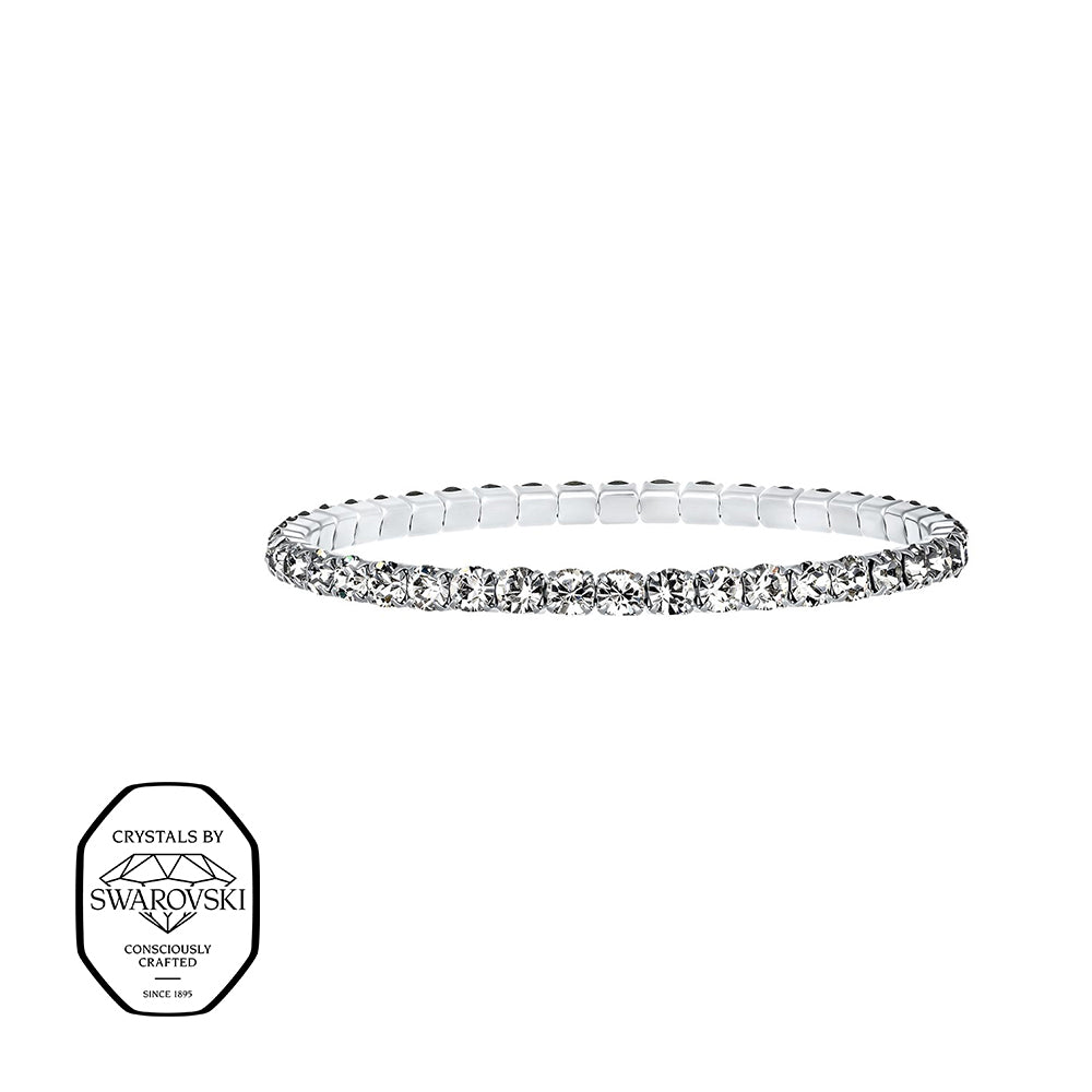 Elegantes Stretcharmband mit funkelnden Swarovski® Kristallen in klarer Farbe, schlicht und vielseitig kombinierbar.