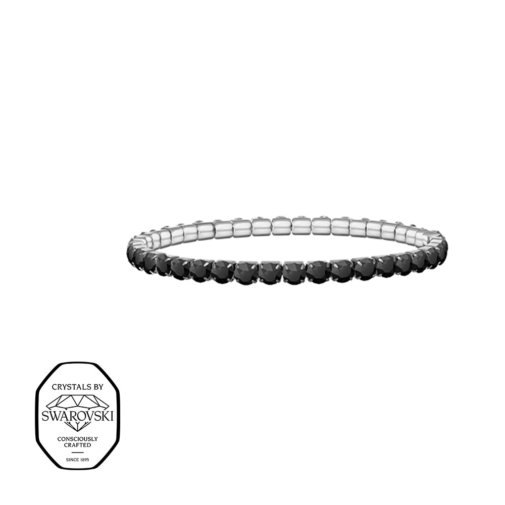 Schmales Armband mit schwarzen Swarovski® Kristallen – filigraner hochwertiger Modeschmuck von Crystalp