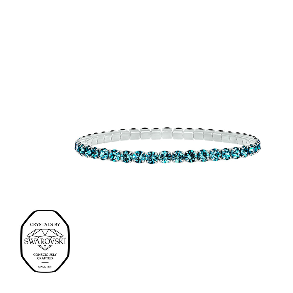 Schmales Armband mit türkisen Swarovski® Kristallen – filigraner hochwertiger Modeschmuck von Crystalp