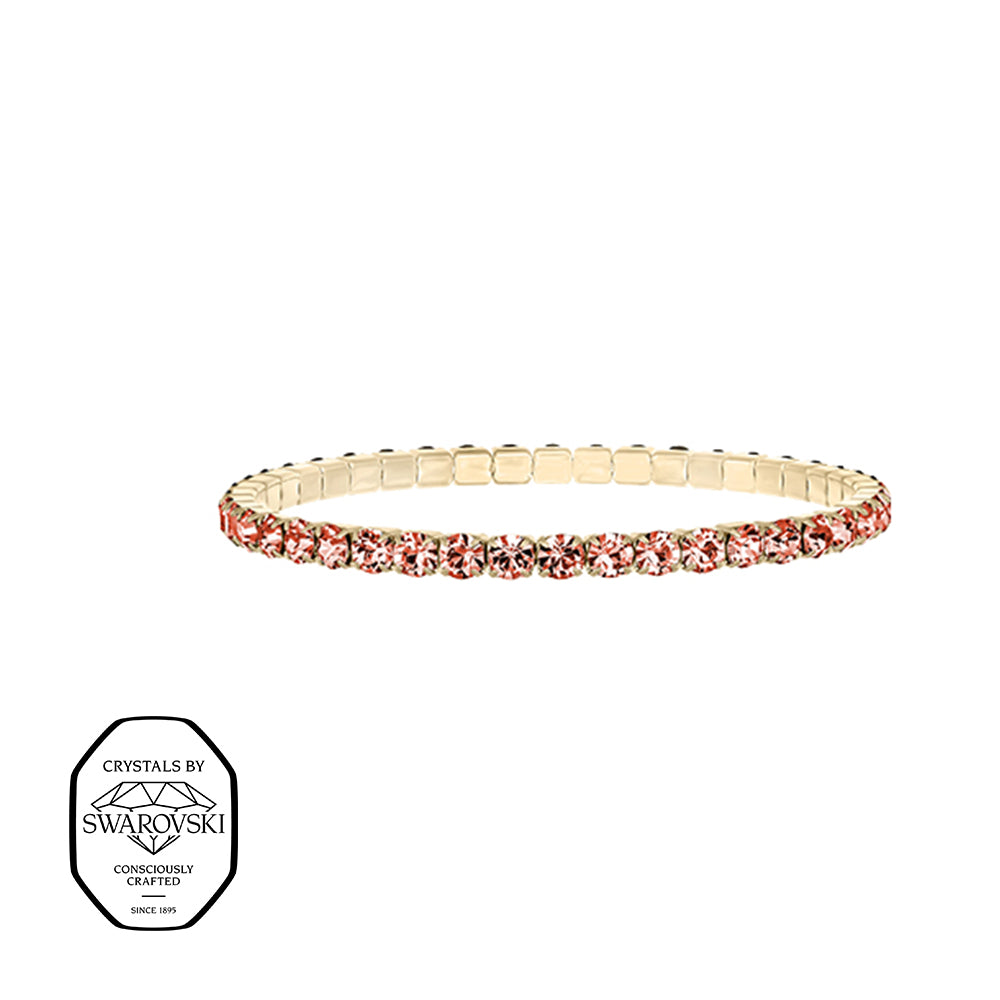 Schmales Armband mit peach Swarovski® Kristallen – filigraner hochwertiger Modeschmuck von Crystalp