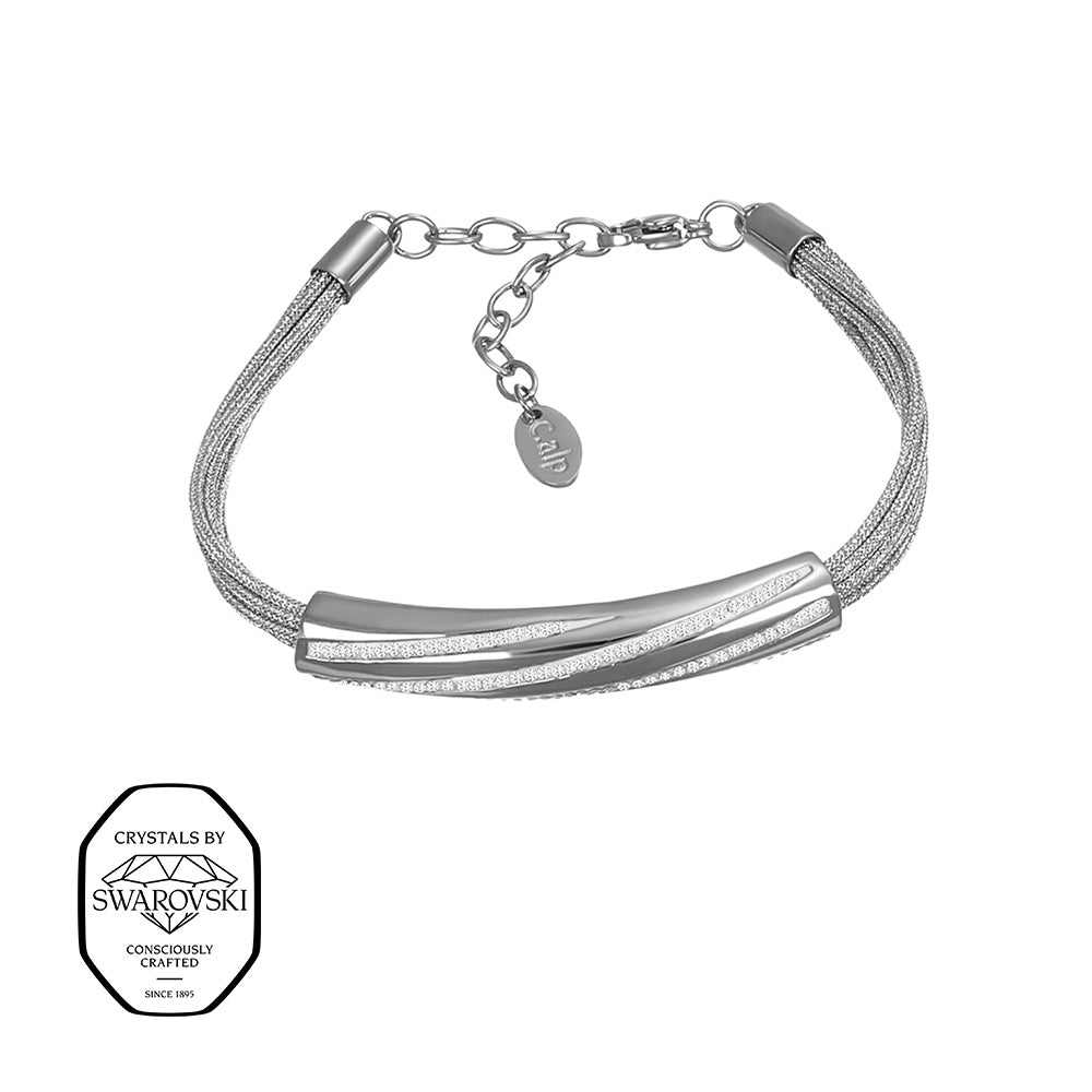 Crystalp Seine Bracelet aus Edelstahl in Silber, elegantes Armband mit Swarovski® Kristallen verziert
