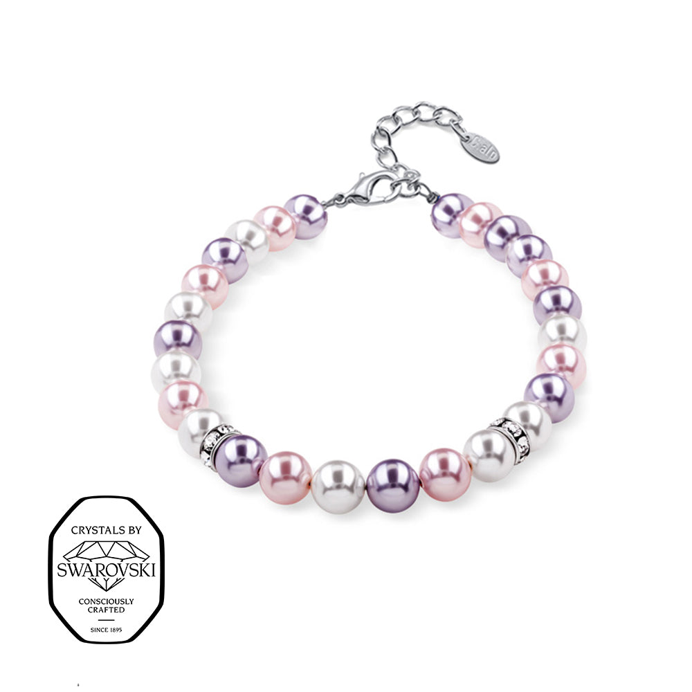 Perlenarmband in Rosa, Weiß und Flieder, Marke Crystalp
