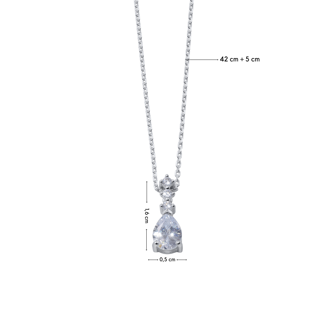 Happy Drop Silver Pendant mit Maße