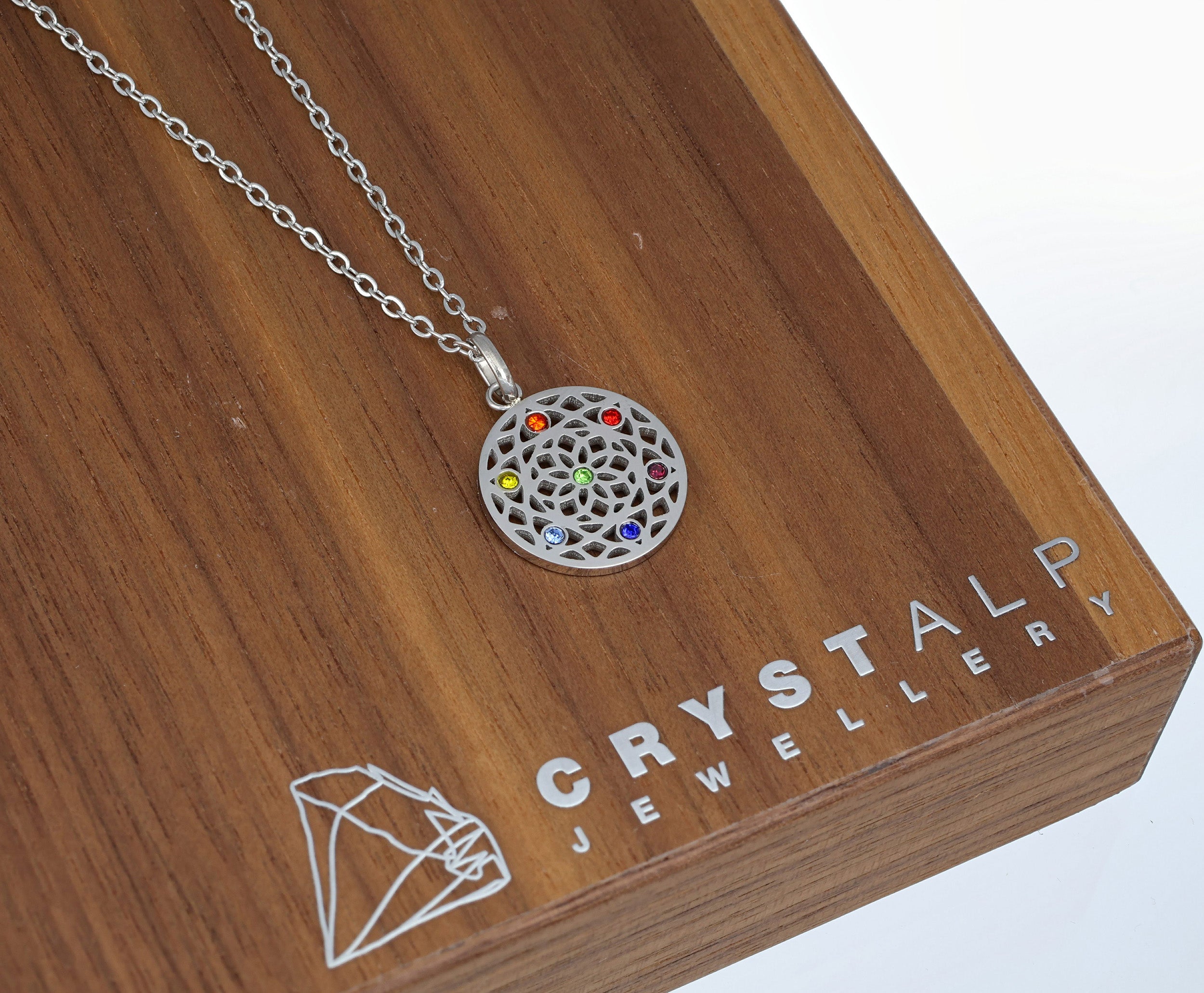 Small Chakra Flower Pendant small - crystalpjewelry