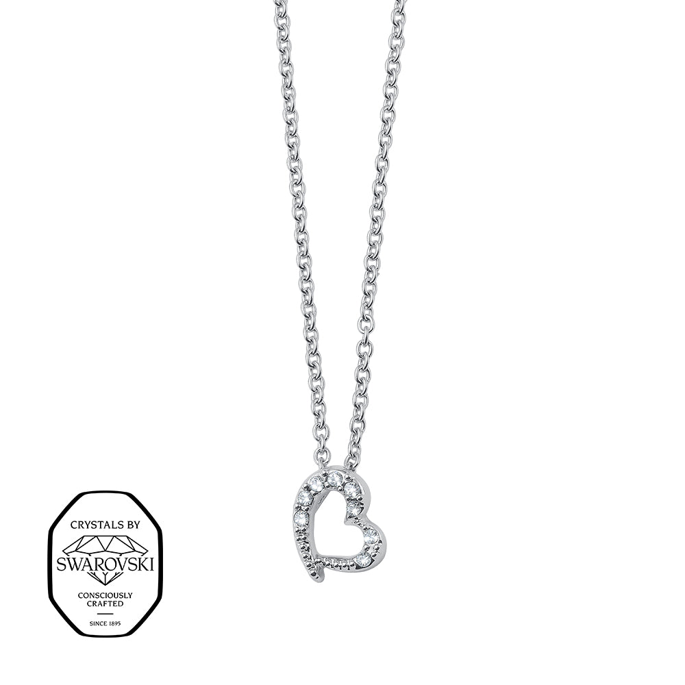 Feine silberfarbene Halskette mit herzförmigem Anhänger, besetzt mit funkelnden Swarovski® Kristallen.