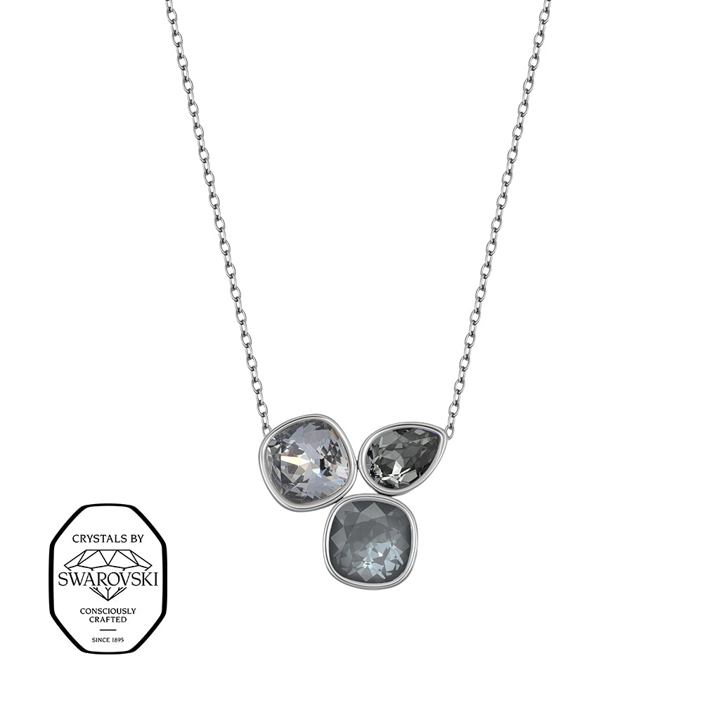 Crystalp Sunkissed Pendant in Silber, Anhänger mit drei unterschiedlich geschliffenen Swarovski® Kristallen verziert
