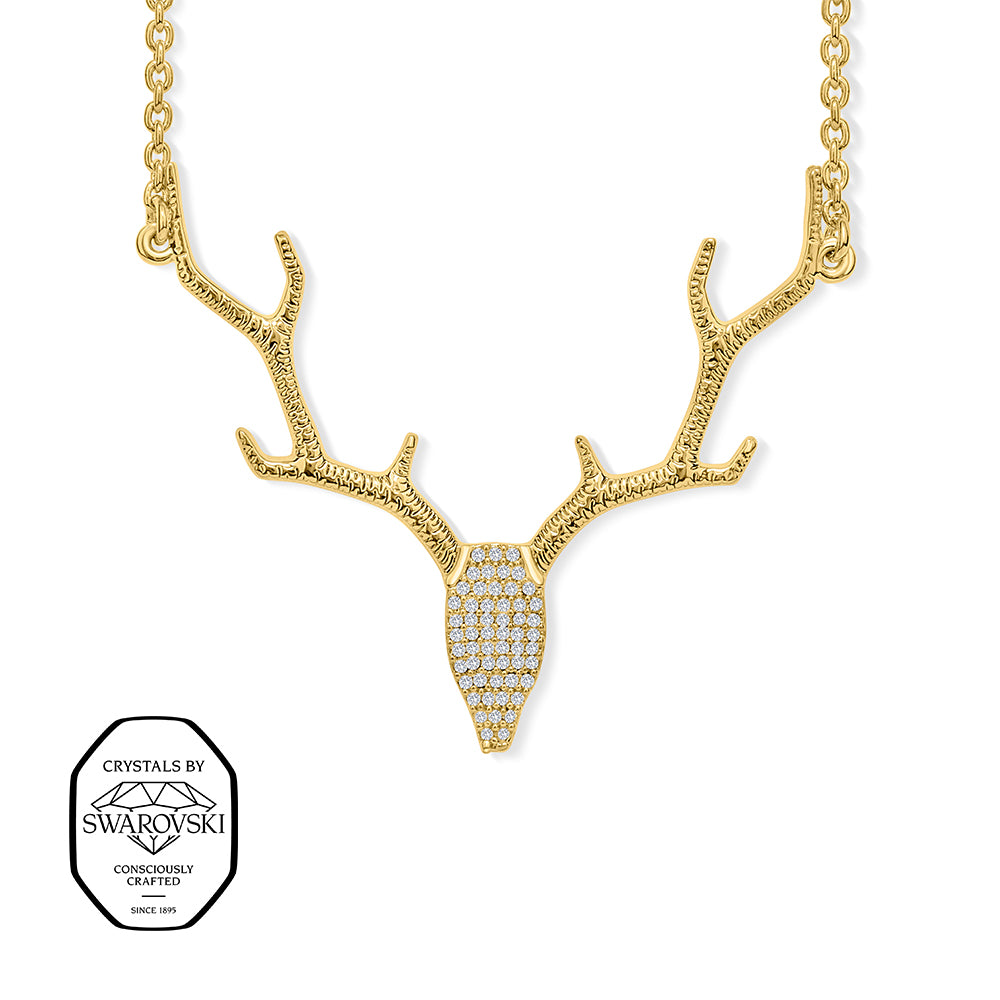 irsch Geweih Halskette in Gold mit funkelnden Swarovski® Kristallen