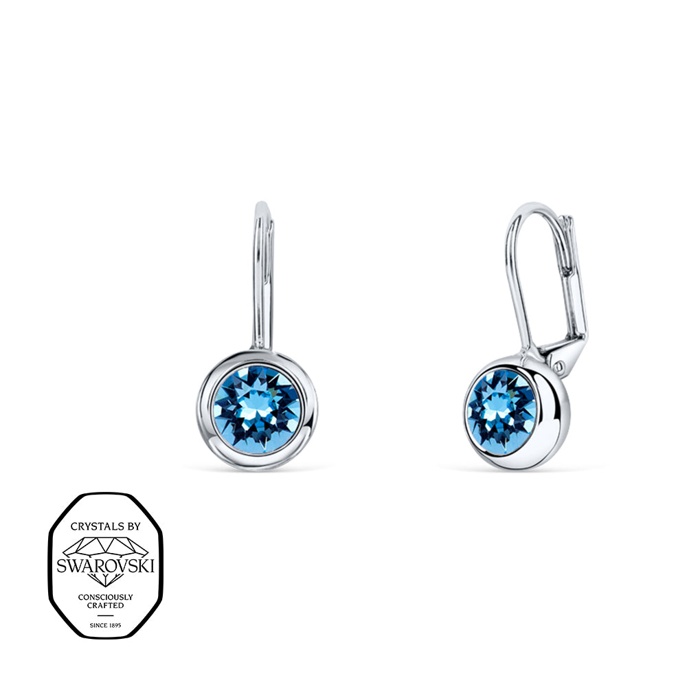 Vergoldete Ohrhänger mit Blauem runden Swarovski® Kristallen