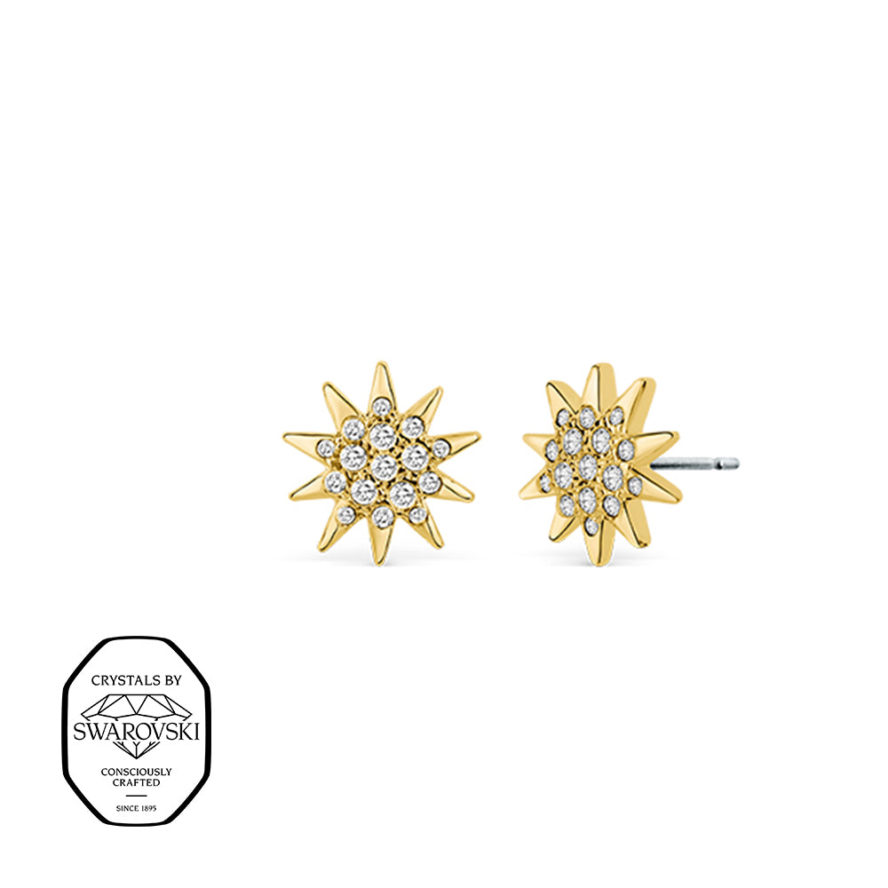 Goldfarbene Stern-Ohrstecker mit Swarovski® Kristallen