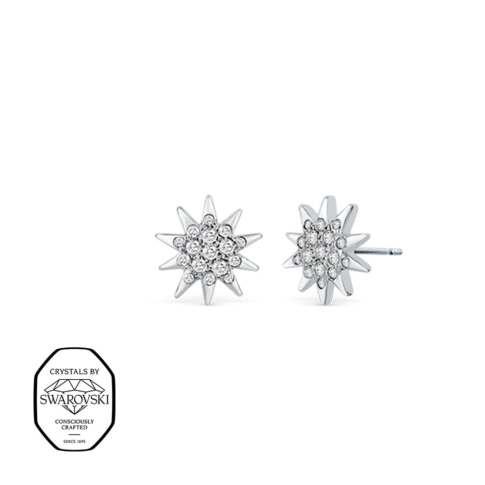 Ohrstecker in Sternform mit Swarovski® Kristallen, silberfarben