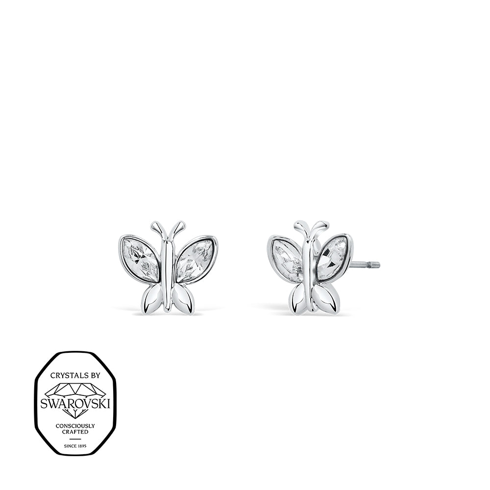 Schmetterling Ohrstecker mit Swarovski® Kristallen in Silber