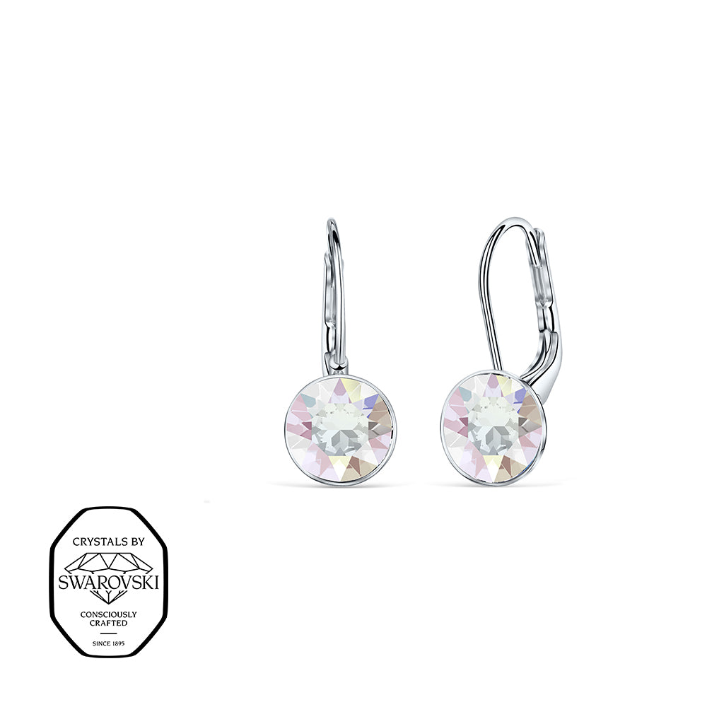 Silberne Ohrhänger mit Swarovski® Kristallen in Crystal AB, funkelnde Ohrringe mit Regenbogen-Effekt.