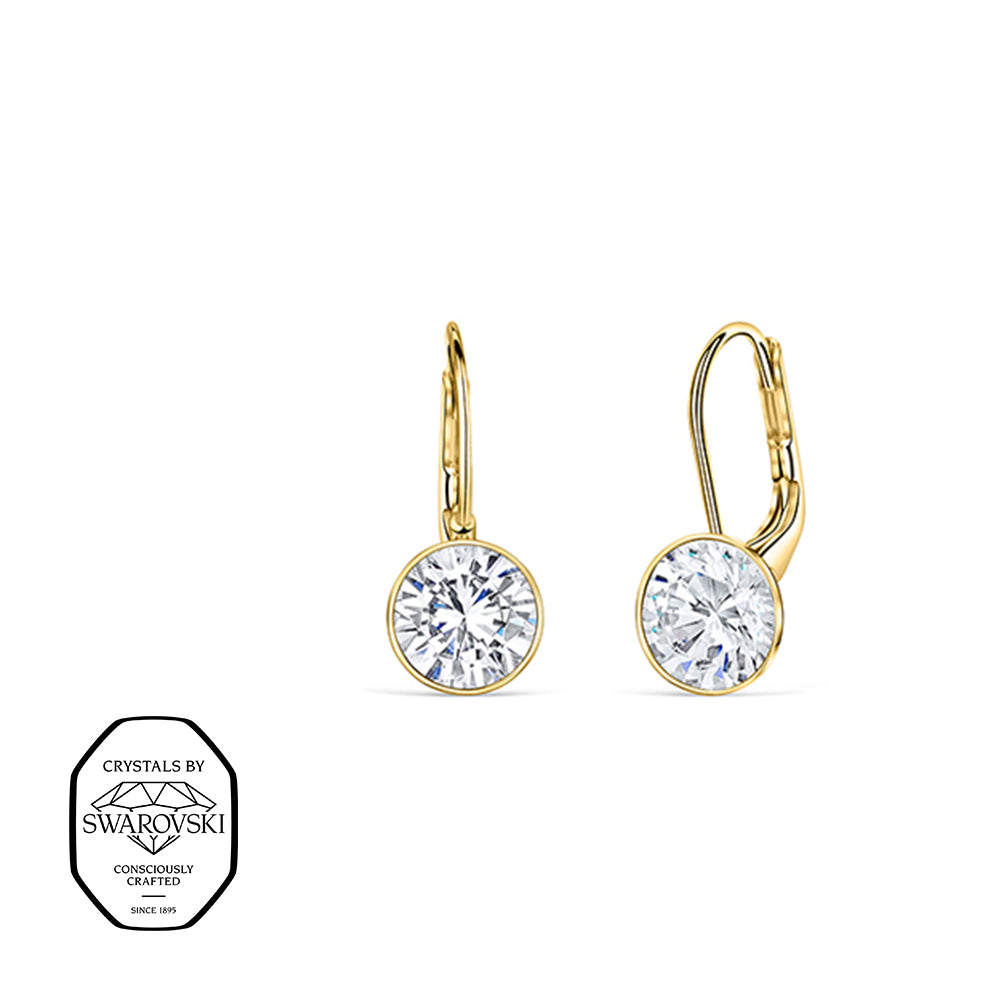 Goldene Ohrhänger mit Swarovski® Kristallen in Crystal, elegante Ohrringe mit funkelndem Glanz.