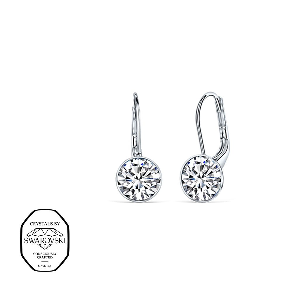 Silberne Ohrhänger mit klaren Swarovski® Kristallen, klassische Ohrringe mit funkelndem Glanz