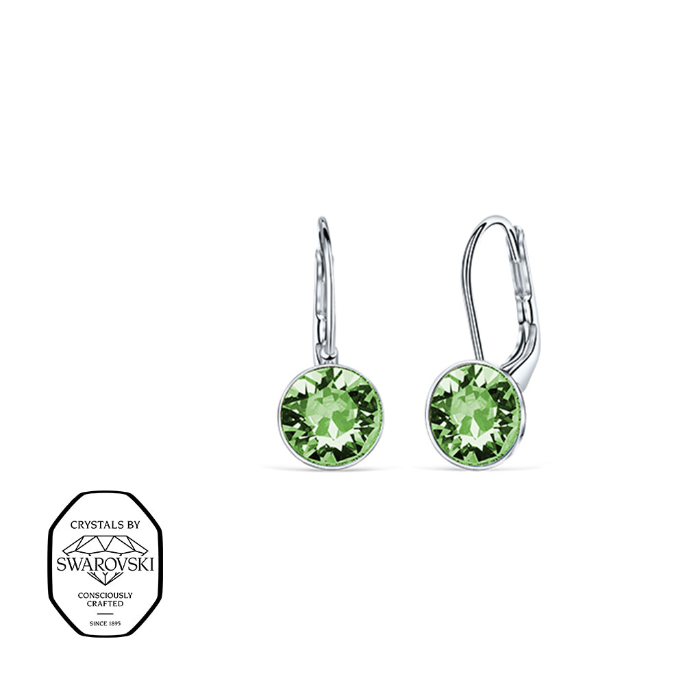 Silberne Ohrhänger mit Swarovski® Kristallen in Peridot Grün, elegante Ohrringe mit frischem grünen Glanz.