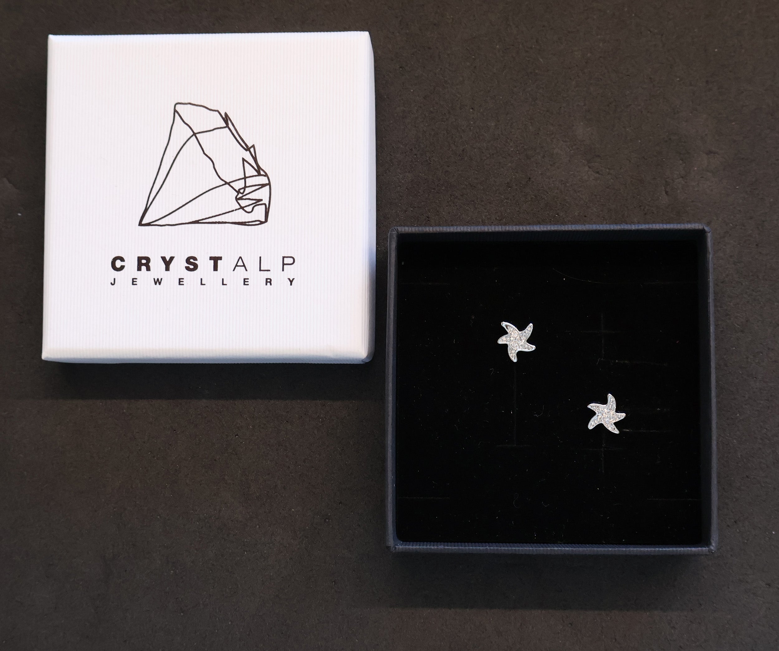 Starfish Small Pin Earrings in der Crystalp Schmuckverpackung
