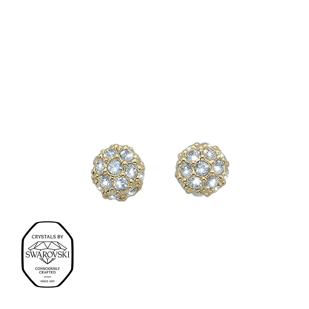 Vergoldete Ohrstecker mit runden Swarovski® Kristallen in pavégefasstem Design, eleganter Schmuck für Damen.