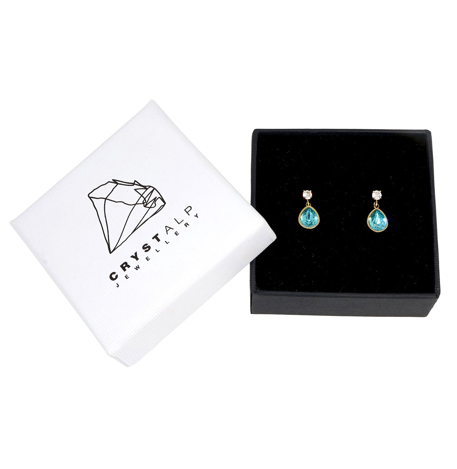 Vibe drop earrings in der Crystalp Schmuckverpackung