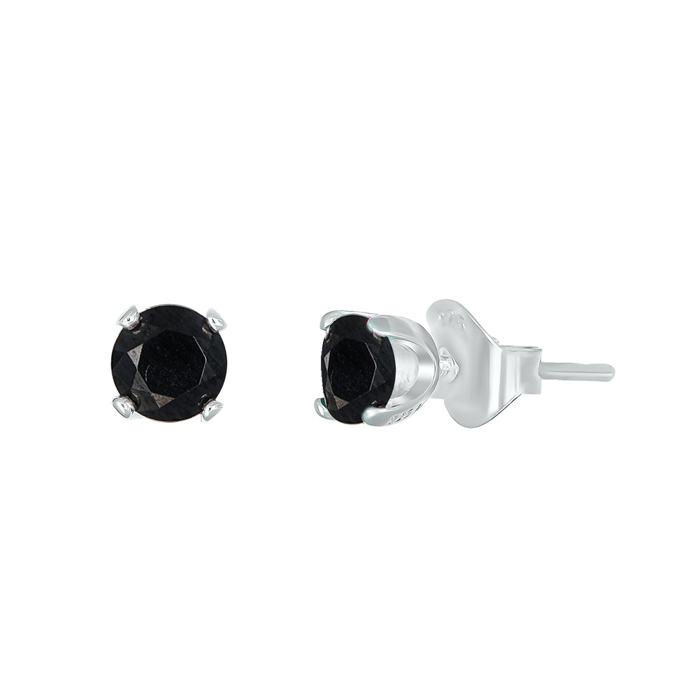 Silberne Ohrstecker mit schwarzen Kristallen – eleganter Schmuck für Damen