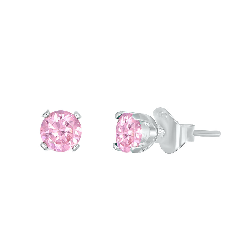 Silberne Ohrstecker mit rosa Kristallen – femininer Damenschmuck