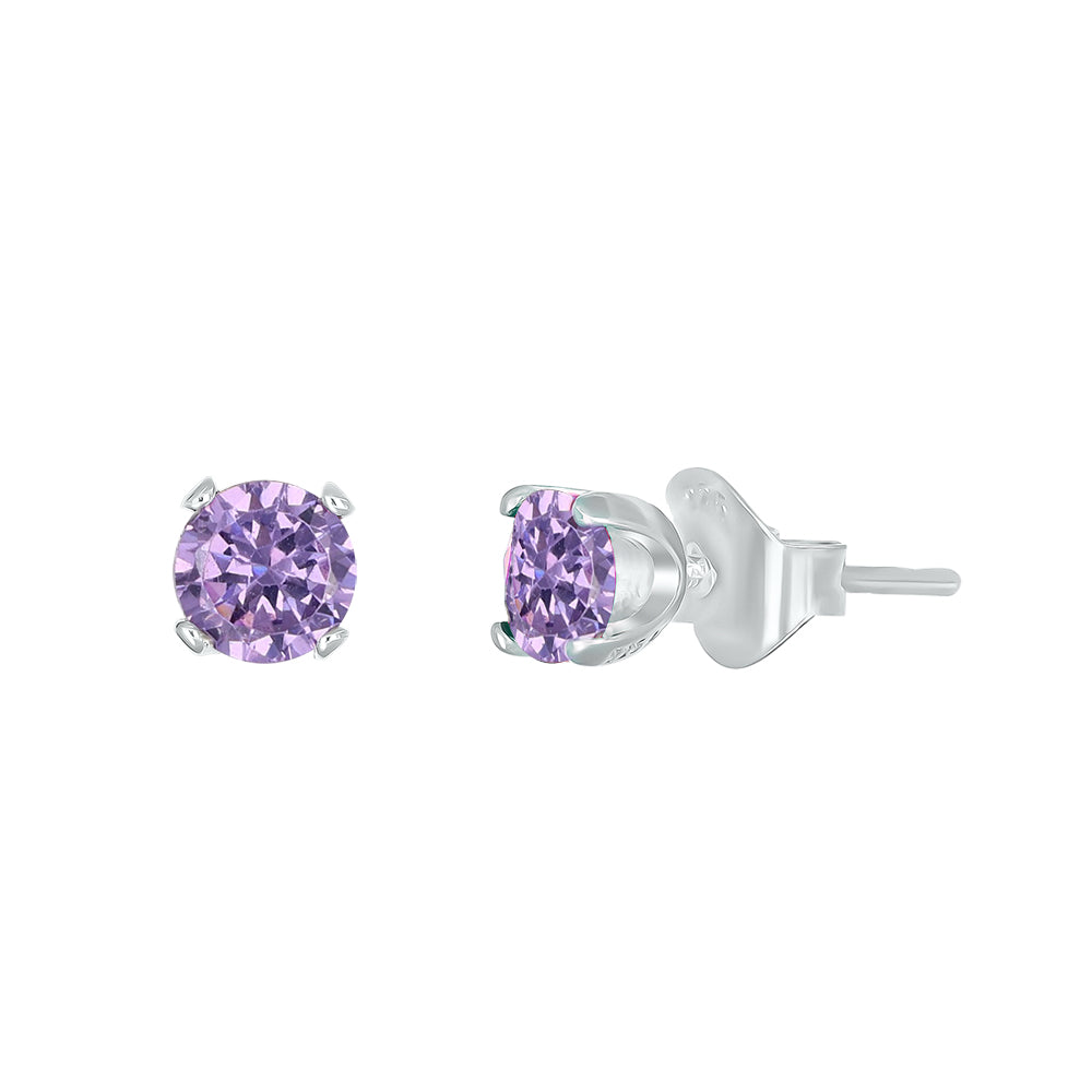 Silberne Ohrstecker mit violetten Kristallen – eleganter Damenschmuck