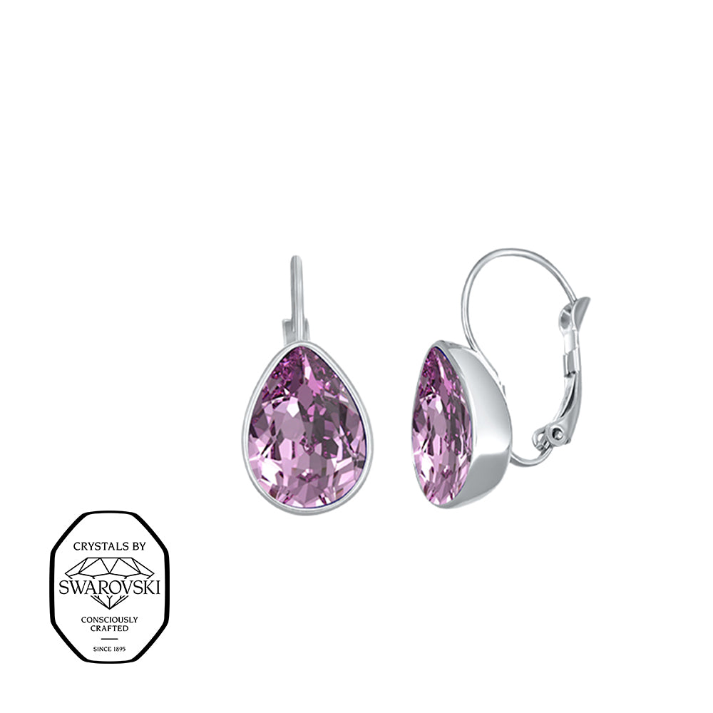 Elegante Ohrhänger mit Swarovski® Kristallen in Tropfenform – funkelnde Ohrringe in Lila.