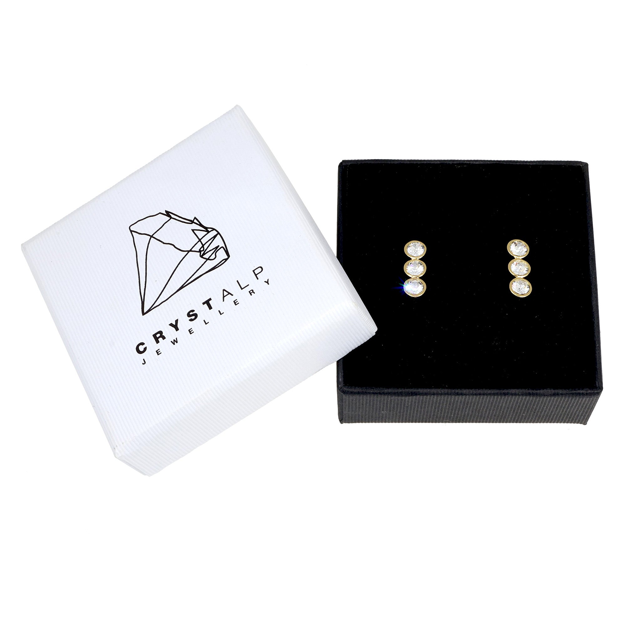 Tris tennis earrings in der Crystalp Schmuckverpackung