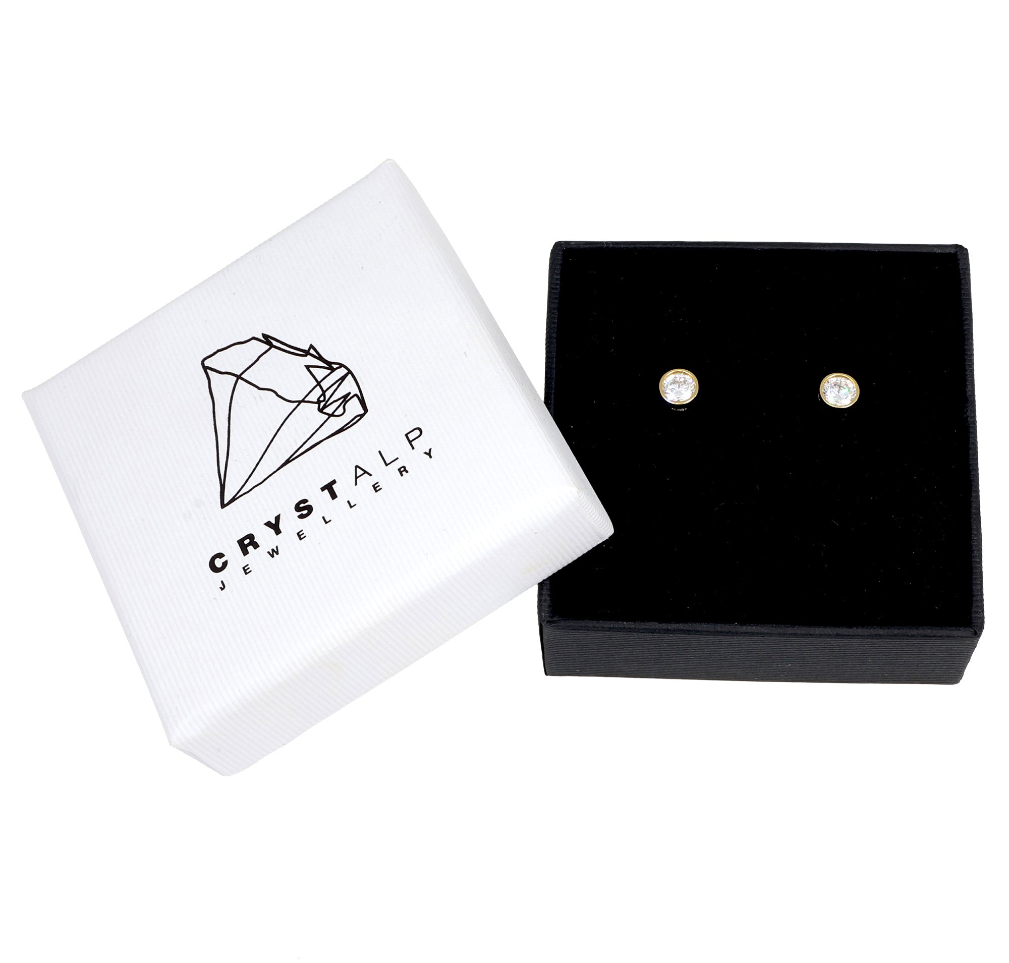 Classic tennis pin earrings in der Crystalp Schmuckverpackung