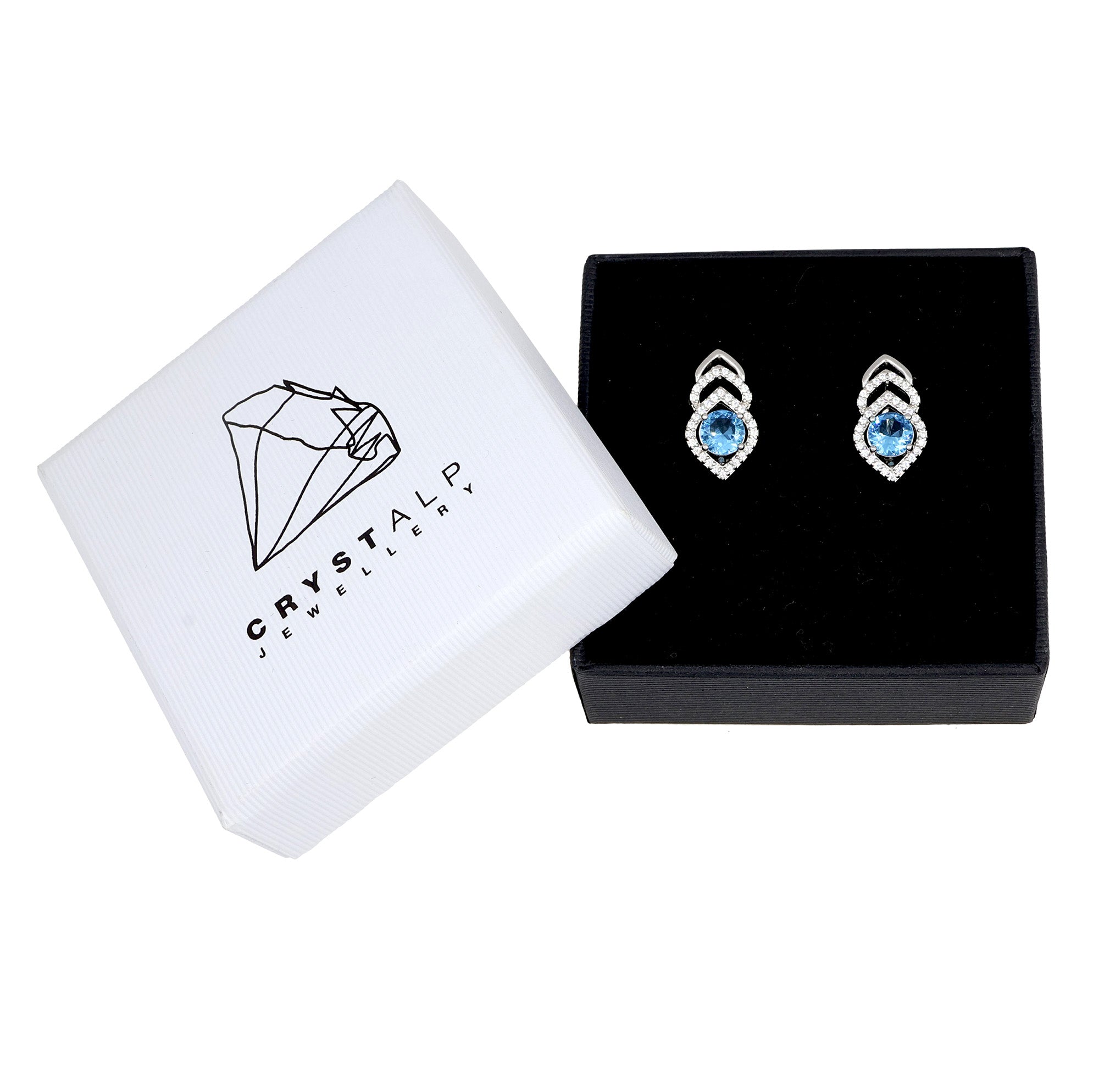 Context silver earrings in der Crystalp Schmuckverpackung