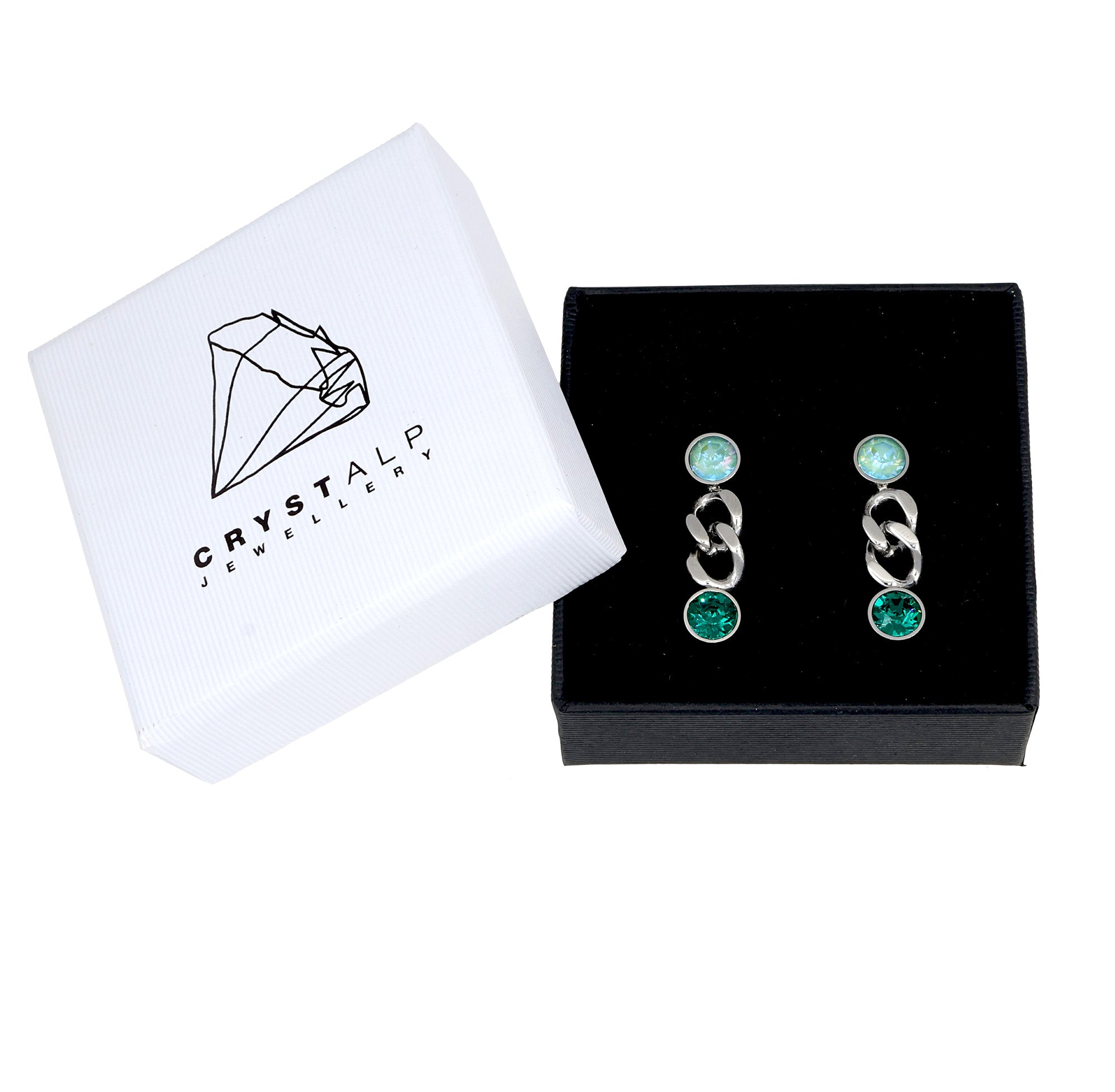 Solara earrings in der Crystalp Schmuckverpackung