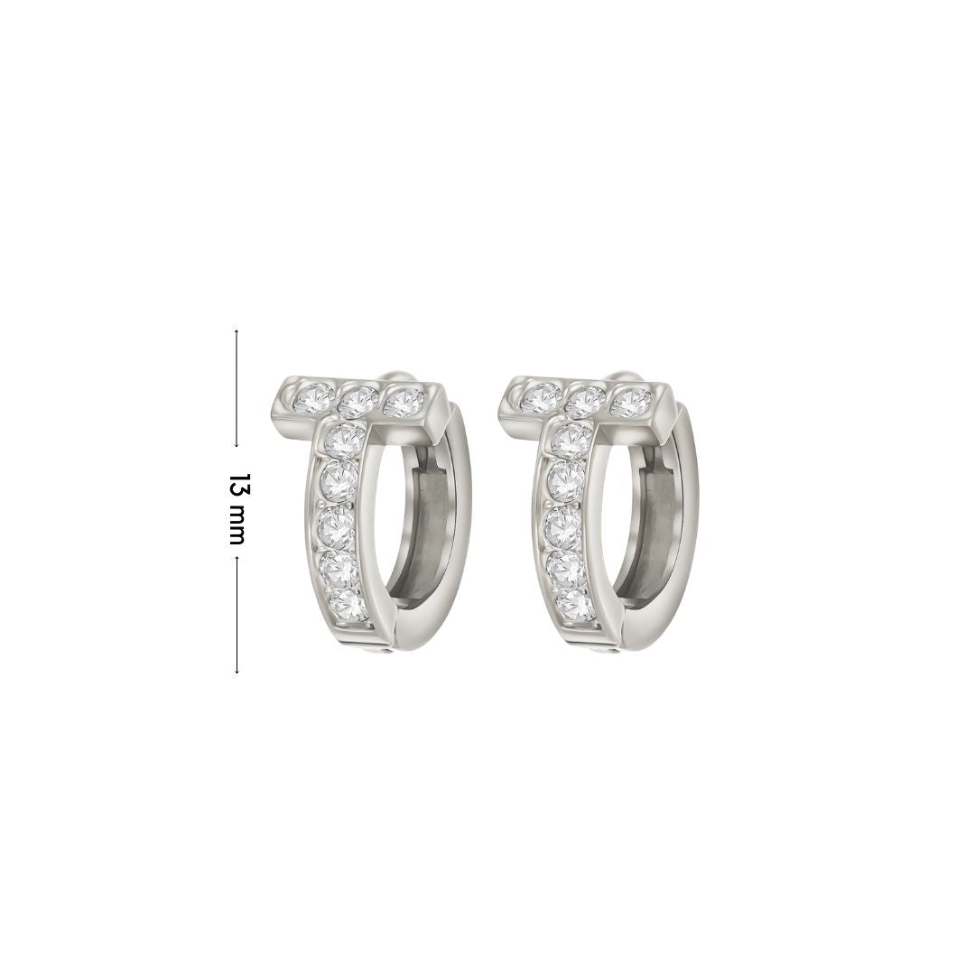Cross hoop earrings mit Maßen