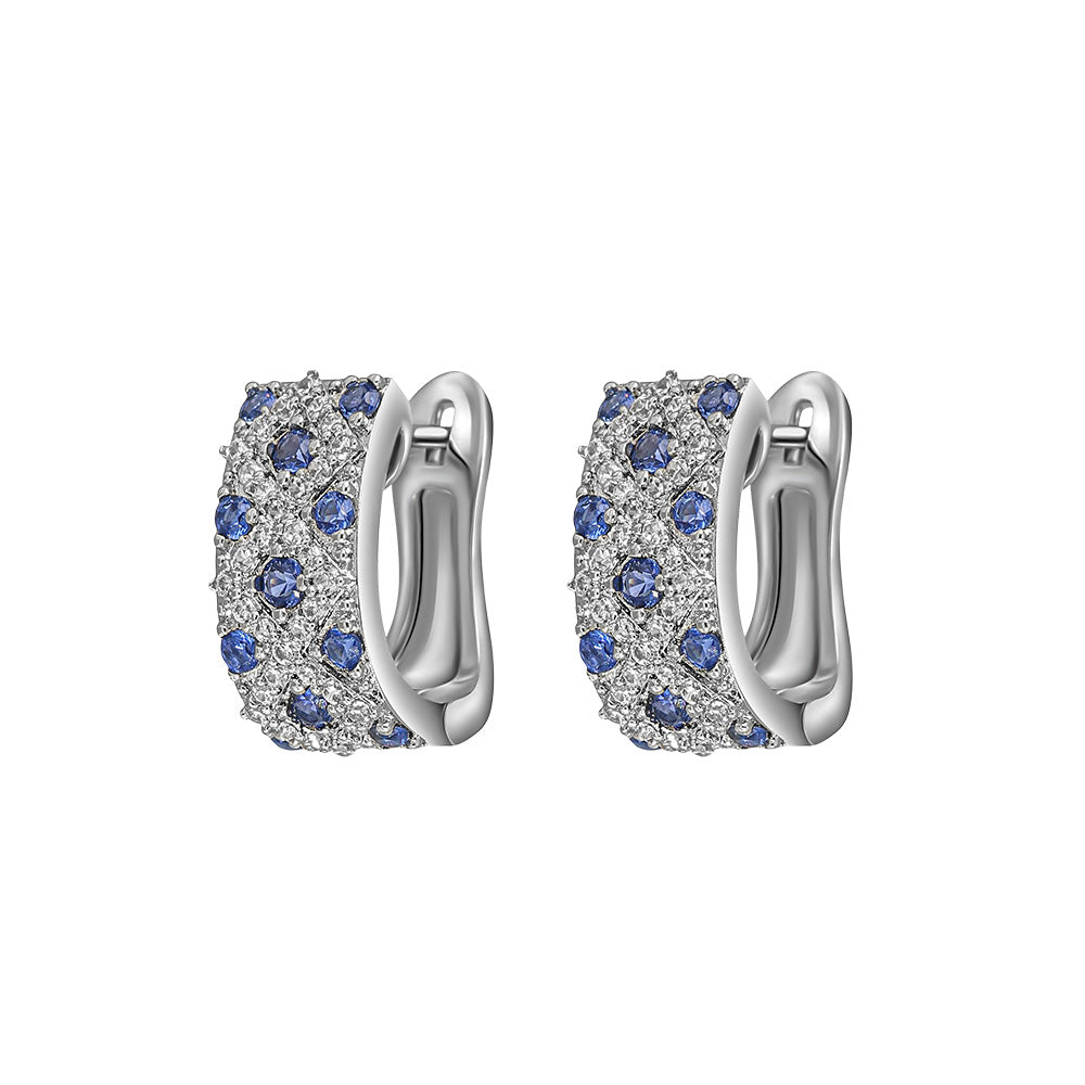 Elegante Silber-Ohrringe mit blauen Kristallen und weißen Zirkonia von Crystalp