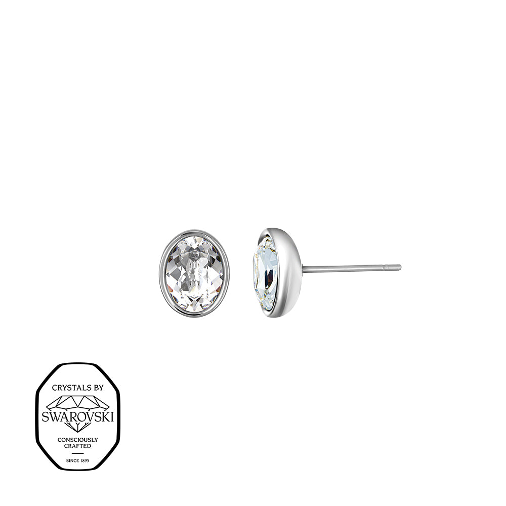 Ohrstecker mit ovalem Swarovski® Kristall in Kristallklar – elegante silberfarbene Steckerohrringe.