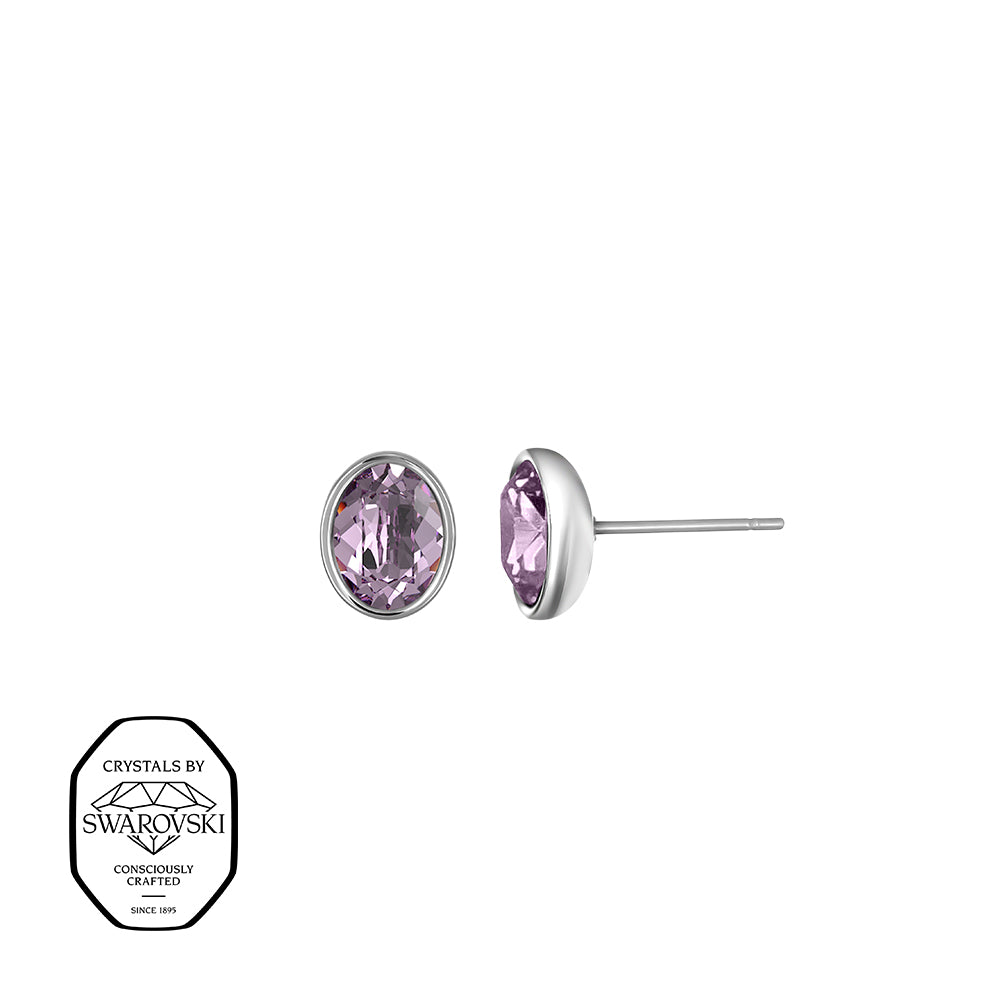 Ohrstecker mit ovalem Swarovski® Kristall in Rosé – elegante silberfarbene Steckerohrringe mit zartem rosa Glanz.