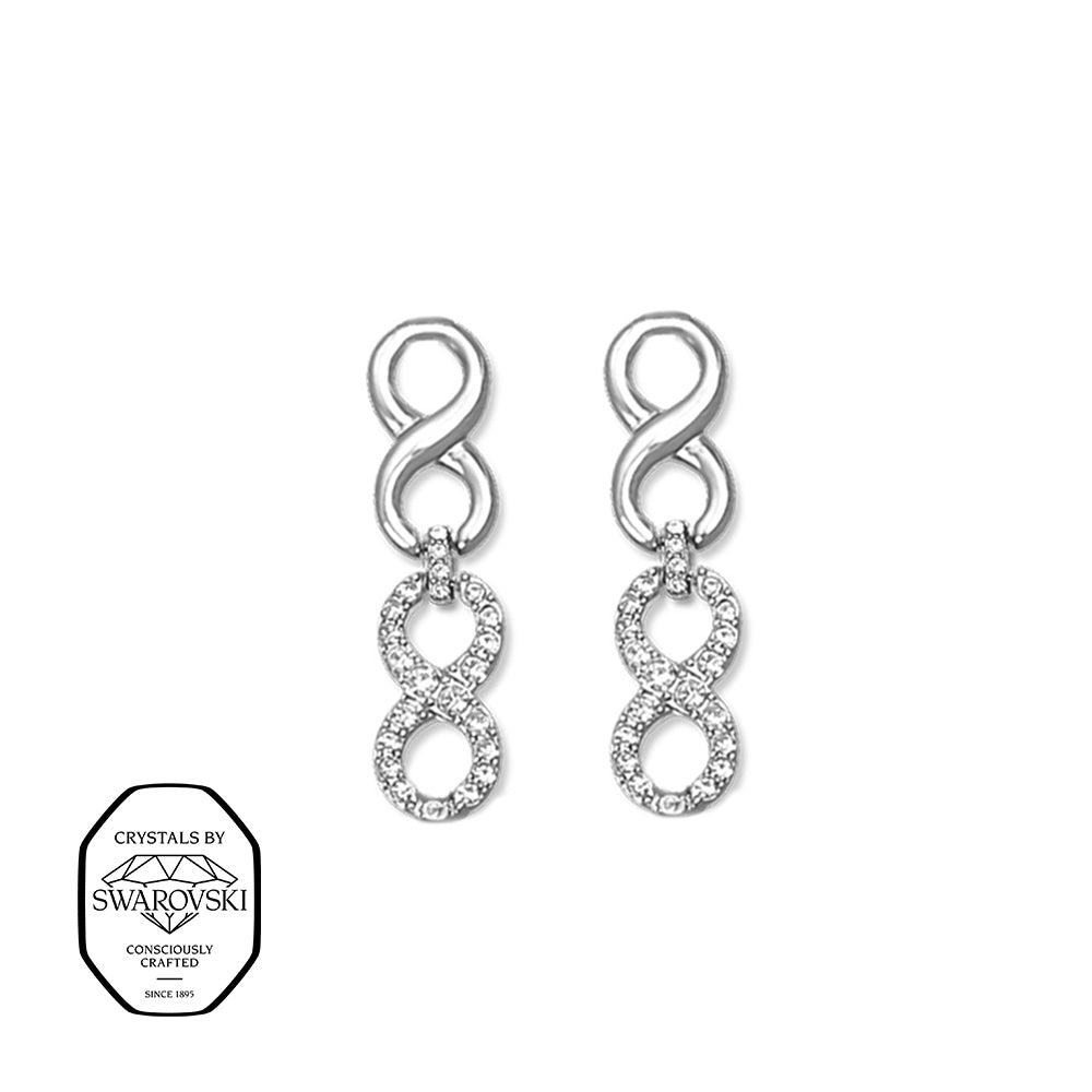 Silberne Hängeohrringe in geschwungener Form, mit Swarovski® Kristallen verziert
