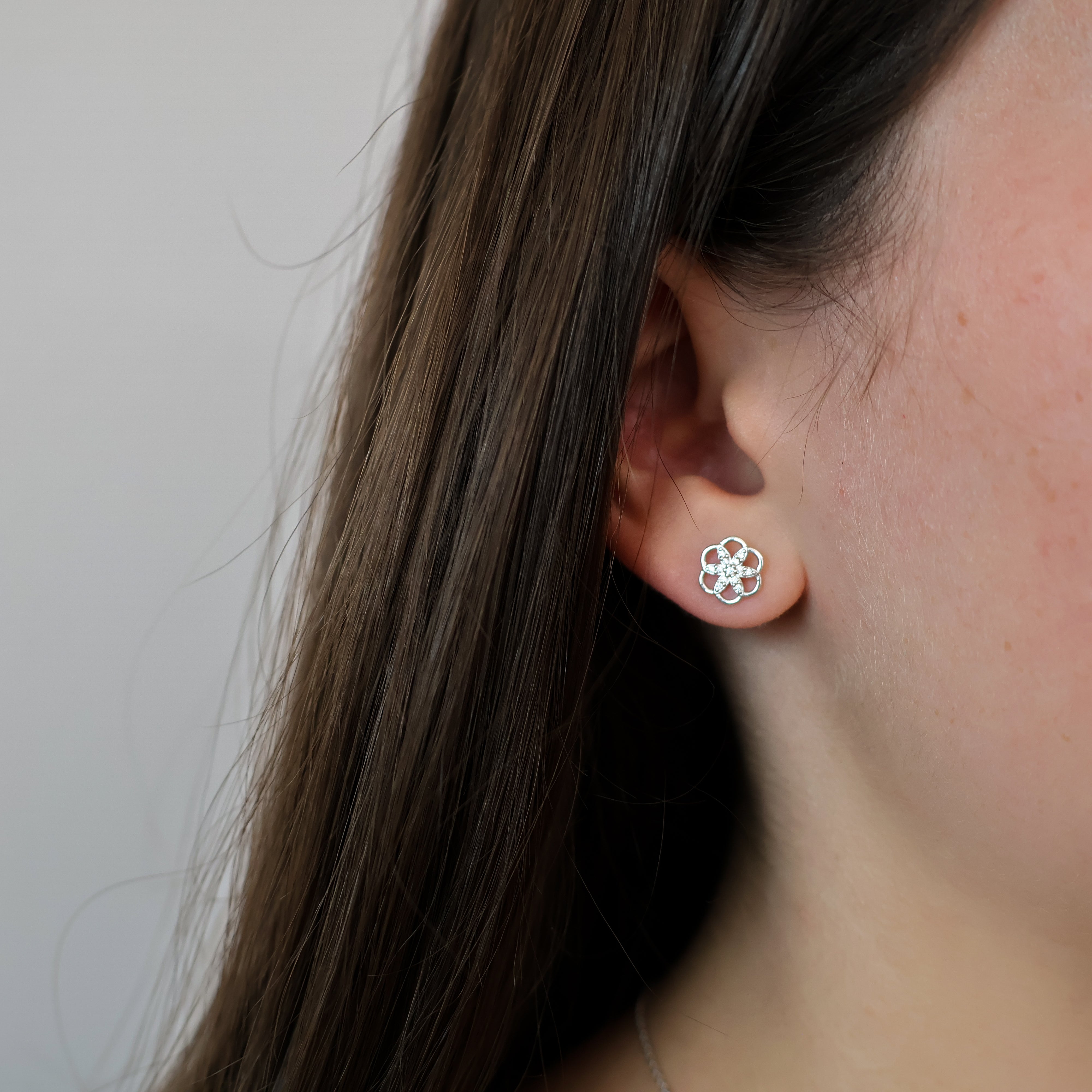 flower of life silver earring