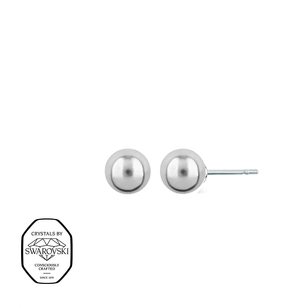 Runde Ohrstecker mit hellgrauen Swarovski® Kristallperlen und Edelstahl-Steckverschluss