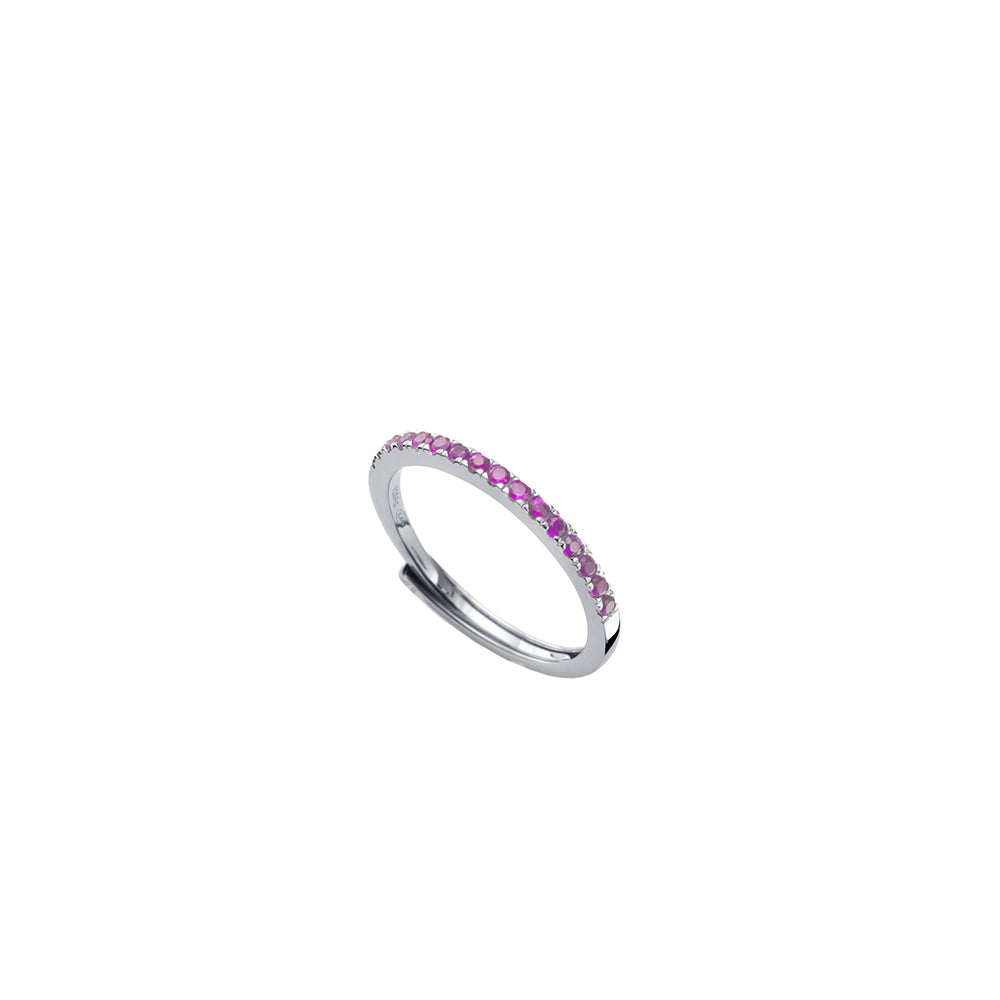 Zarter Silberring mit pinkfarbenen Kristallen von Crystalp
