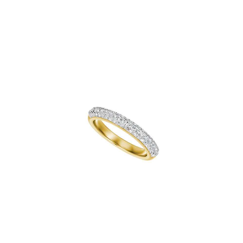 Damenring in vergoldetem Silber mit klaren Kristallen in Pavé-Fassung – eleganter Schmuckklassiker für stilvolle Auftritte